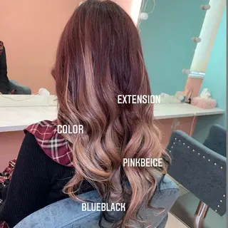 ロング カラー エクステ🩵ブリーチ 韓国ヘア🩵KAEのヘアスタイル