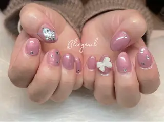 ネイル 23時まで❤︎韓国、 ワンホンネイルのネイルデザイン