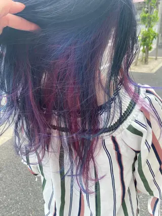 セミロング カラー ハイトーンカラー🌈 メンズパーマ鈴木康平のヘアスタイル