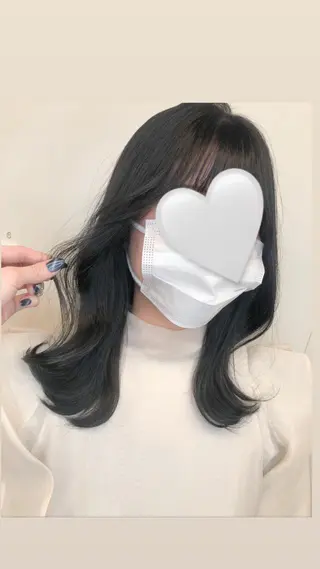 セミロング カラー マンツーマン／韓国 ヘア‎Amiのヘアスタイル