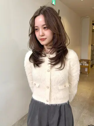 セミロング カラー mizuki/ピンク ベージュ.レイヤーのヘアスタイル