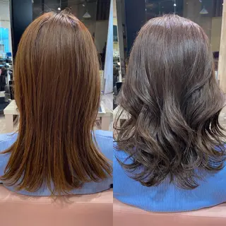 ミディアム カラー 顔まわりカット🌟 くびれヘア/寺門遥輝のヘアスタイル