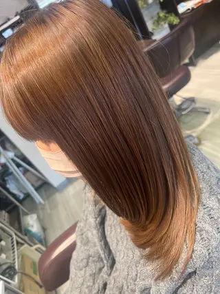 ロング 【南草津】髪質改善 ヘナカラー＆縮毛矯正のヘアスタイル