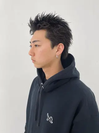 メンズ スパイキーパーマ 柏NO1 藤本葉のヘアスタイル