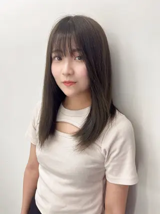 ミディアム カラー ヘアアレンジ レイヤー/髪質改善 縮毛/ハッシュカットのヘアスタイル