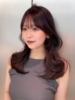 カラー ロング 髪質改善/韓国ヘア /透明感カラー🧸のヘアスタイル