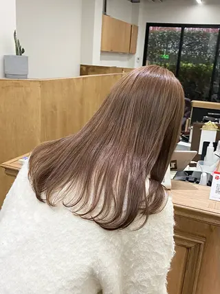 セミロング カラー ヘアアレンジ ハル🌸柔色/ ブリーチなし/艶髪のヘアスタイル