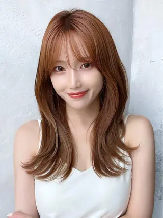 セミロング カラー 顔周り/くびれヘア 韓国ヘア💕風間るなのヘアスタイル