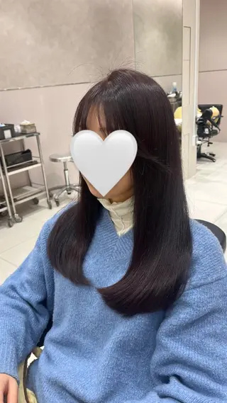 ロング 赤み消し透明感カラー 似合わせ前髪柴田礼空のヘアスタイル