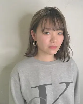 セミロング カラー パーマ ヘアアレンジ エグチ アキラのヘアスタイル