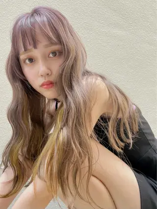 ロング カラー ヘアアレンジ ハッシュレイヤー ༊*·˚ リナのヘアスタイル