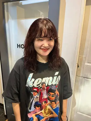 セミロング カラー パーマ sora / 渋谷 / ハイトーンのヘアスタイル