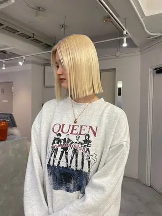 ミディアム ブリーチ/ゆうと /ハイトーンのヘアスタイル