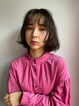 ミディアム カラー パーマ CEINE【セーヌ】 三軒茶屋のヘアスタイル