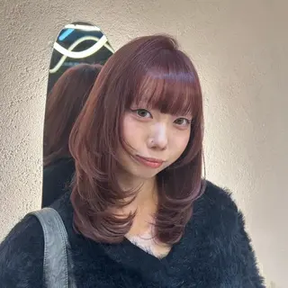 ミディアム レイヤー/艶髪カラー 🌷油科あい🌷のヘアスタイル