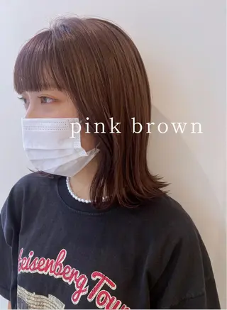 ミディアム カラー 小顔レイヤー/ ベージュ🤍Rieのヘアスタイル