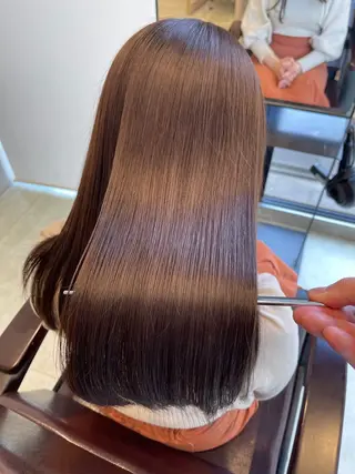 セミロング 縮毛矯正クロスパーマ 益子達也のヘアスタイル