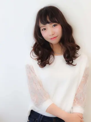 セミロング カラー パーマ 髪質改善🌈縮毛矯正 荻原　達矢のヘアスタイル