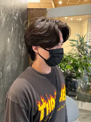 ミディアム パーマ メンズ 💈原宿指名No.1 センターパート💈のヘアスタイル