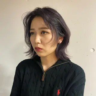 ミディアム カラー Yuki☺︎パーマ レイヤーカットのヘアスタイル