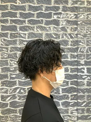 メンズ キッズ パーマ 白髪ぼかし☘️クセ 活かし🎈小倉🥇のヘアスタイル