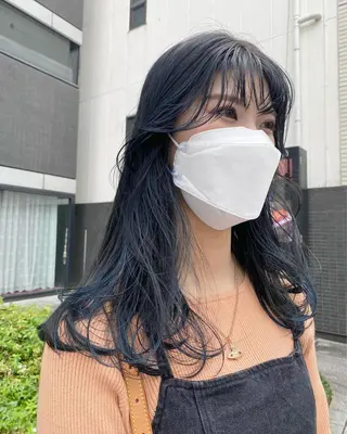 セミロング デザインカラー/ボブ ブリーチカラー/ユリのヘアスタイル