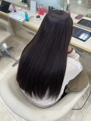 ロング カラー シャドウパーマ／骨格 矯正カット　トモキのヘアスタイル