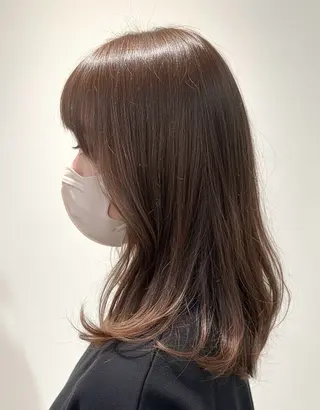 ミディアム 韓国風ﾊﾟｰﾏ❁﻿ fu-ka❁艶ｶﾗｰのヘアスタイル