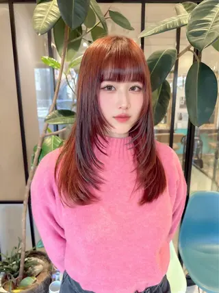 ロング 縮毛矯正/ストンボブ Wカラー💎ヒデジのヘアスタイル