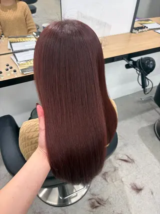 ロング カラー 💗愛され暖色💗 ピンク/レッド💗のヘアスタイル