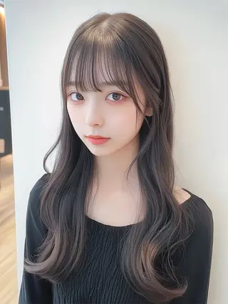 ロング カラー 髪質改善韓国コテ巻き パーマ/城井友輔のヘアスタイル