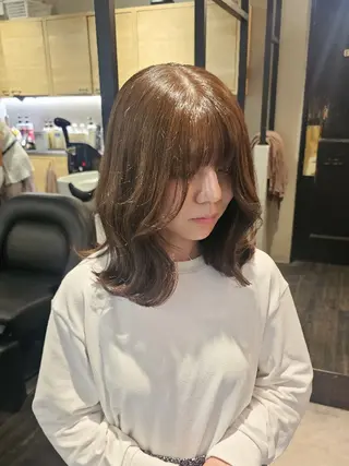 ミディアム Ayu🐾縮毛矯正/ ブリーチ無しカラーのヘアスタイル