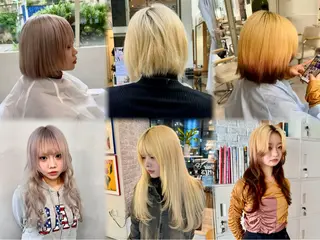 セミロング カラー レイヤーウルフ エクステ磯部のヘアスタイル