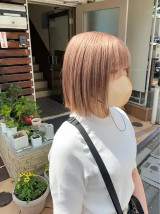 ミディアム カラー レイヤーウルフ エクステ磯部のヘアスタイル