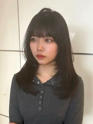 ミディアム カラー 🤎韓国ヘア ベージュ まゆか🤎のヘアスタイル
