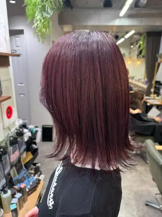 ミディアム カラー 縮毛矯正/エクステ /艶カラー/ヘアメのヘアスタイル