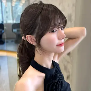 セミロング カラー 新宿/韓国風レイヤー 髪質改善/渋谷直樹のヘアスタイル