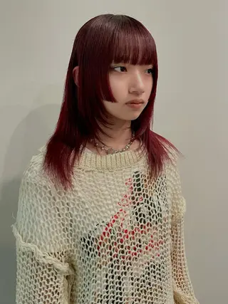 ミディアム カラー ブリーチ😼 ボブ✍️レイヤーのヘアスタイル