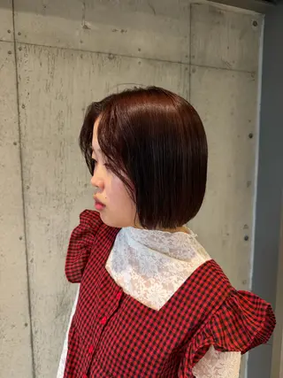 ミディアム カラー ヘアアレンジ ボブ×艶カラー 特化・リクト💥のヘアスタイル