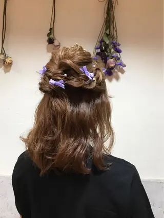 セミロング ヘアアレンジ 🪐脱白髪染め 🪐松尾菜々美のヘアスタイル