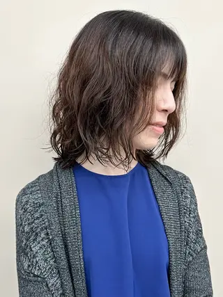 セミロング パーマ ボブ/ゆるふわ ボブパーマ/とういのヘアスタイル