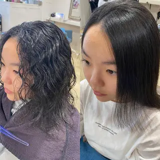 ミディアム パーマ 饒平名 知也のヘアスタイル