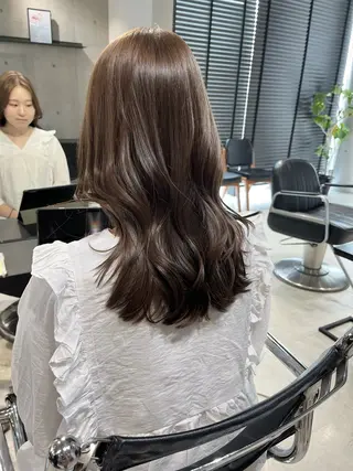 ロング カラー パーマ ヘアアレンジ 透明感/オリーブ/ グレージュ/YUKAのヘアスタイル