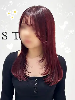 ロング カラー ヘアセット/ミニボブ /レイヤー 山田寛菜のヘアスタイル