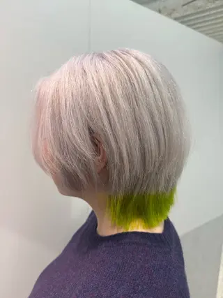ロング カラー インナーカラー 推し ブリーチ 髪質改善のヘアスタイル