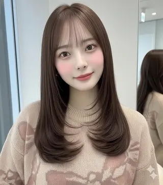 ロング カラー momo🍑/顔周り カット指名No.1のヘアスタイル