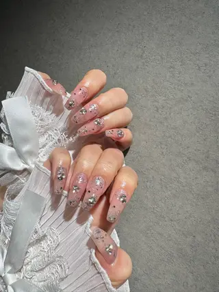 ネイル I-nailロング /ワンホン/キラキラのネイルデザイン