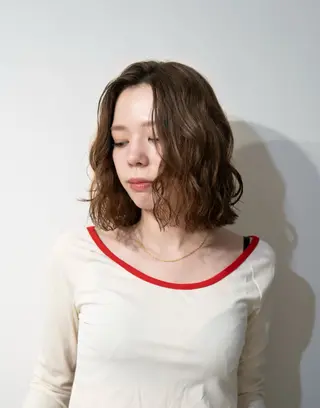 ミディアム 透けヘア/艶ベージュ ヘアセット/nagiのヘアスタイル