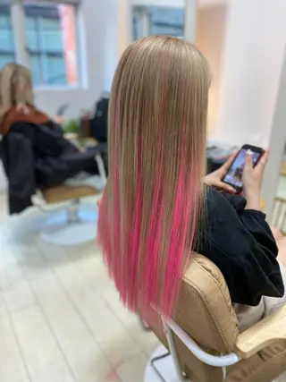ミディアム カラー ヘアアレンジ キッズ ネイル マツエク・マツパ アイブロウ 🧡可愛い色落ち🧡 ハイトーン特化🧡のヘアスタイル