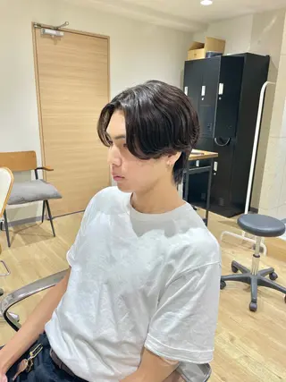 ミディアム パーマ メンズ エビスザキレン／メン ズ／心斎橋🌳のヘアスタイル